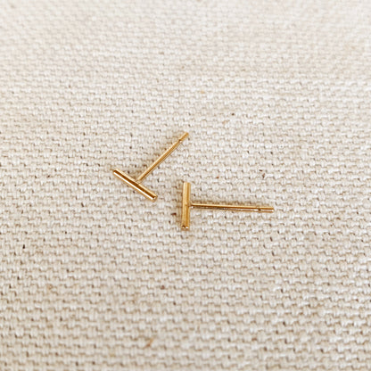 GoldFi 14k Gold Filled Petite Bar Stud Earrings