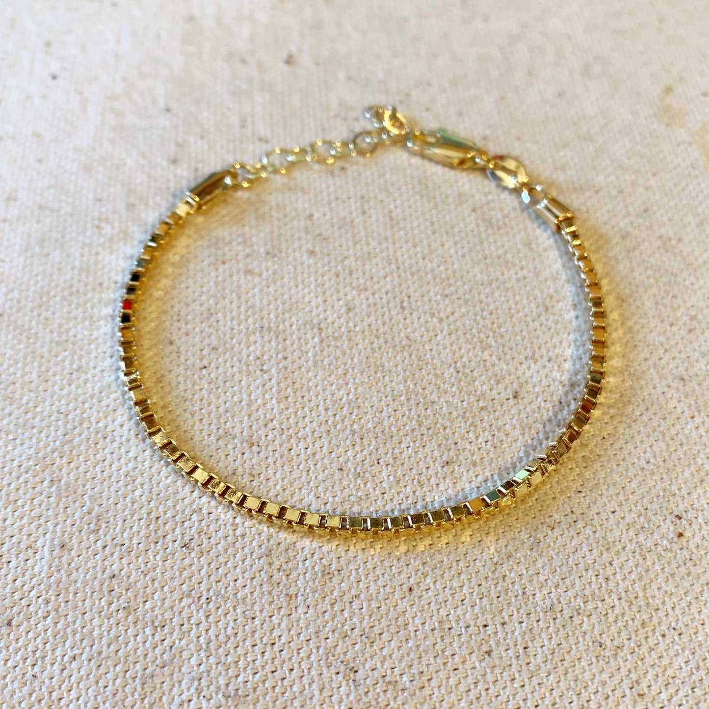 18k Gold Filled 2.0 mm Box Chain Bracelet