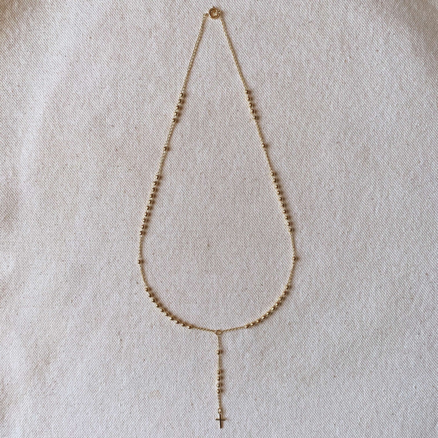GoldFi 18k Gold Filled Simple Cross Rosary Necklace