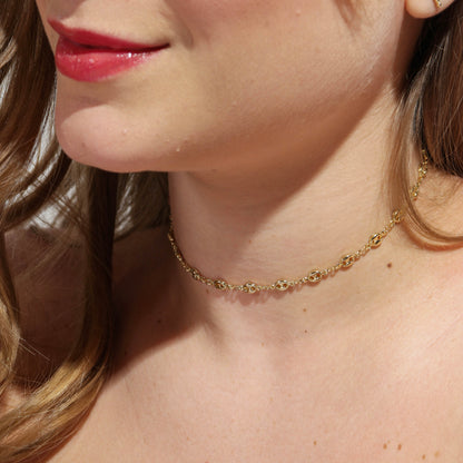 18k Gold Filled Fancy Puff Links Chain Necklace