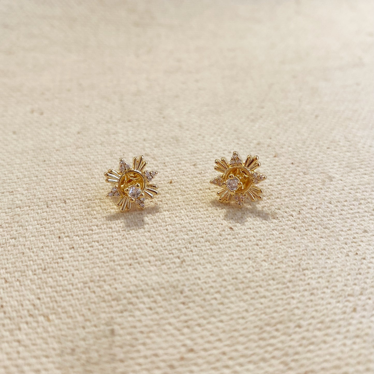 18k Gold Filled 2 Part Round Stud Earrings