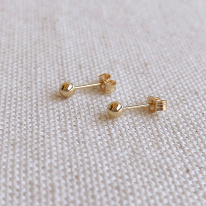 GoldFi 14k Solid Gold 3mm Ball Stud Piercing Earrings