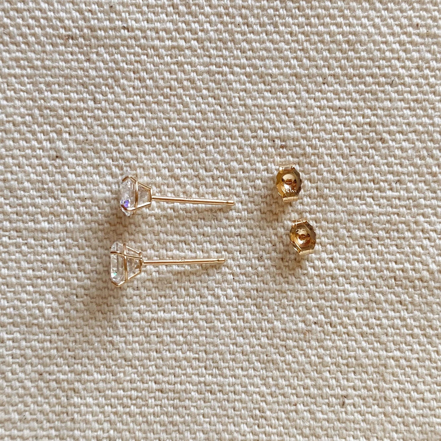 GoldFi 14k Solid Gold Round 5mm Cubic Zirconia Stud Earrings