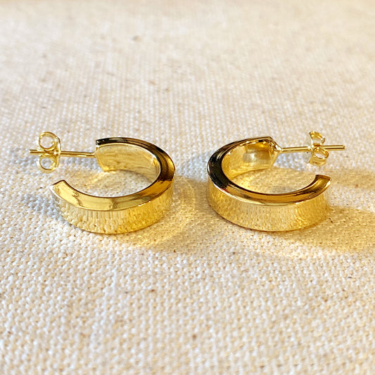 18k Gold Filled Flat Half Hoop Earrings