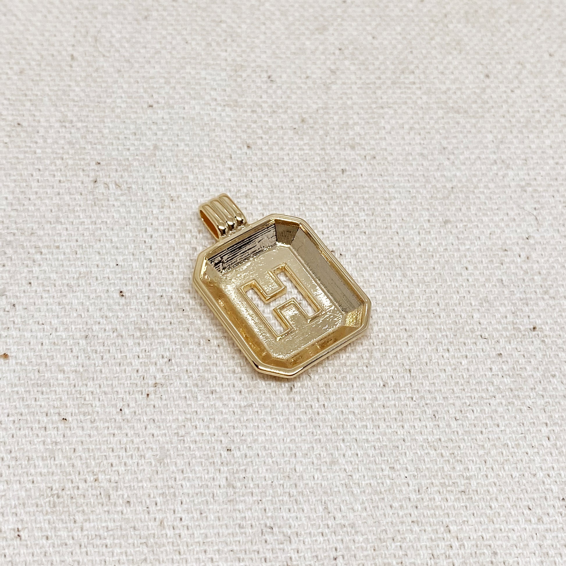 GoldFi 18k Gold Filled Initial Plate Pendant Letter H