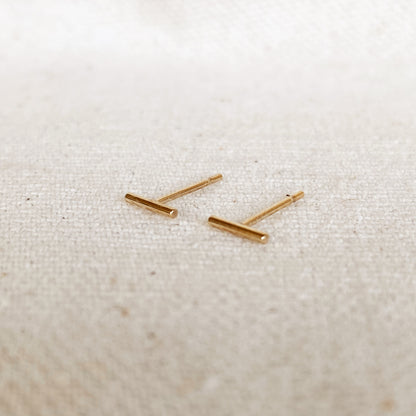 GoldFi 14k Gold Filled Petite Bar Stud Earrings