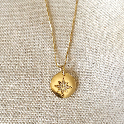 18k Gold Filled Starburst Star Plate Charm