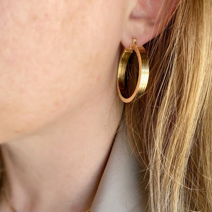 18K Gold Filled 35mm Flat Hoop With Scalloped Side Detail