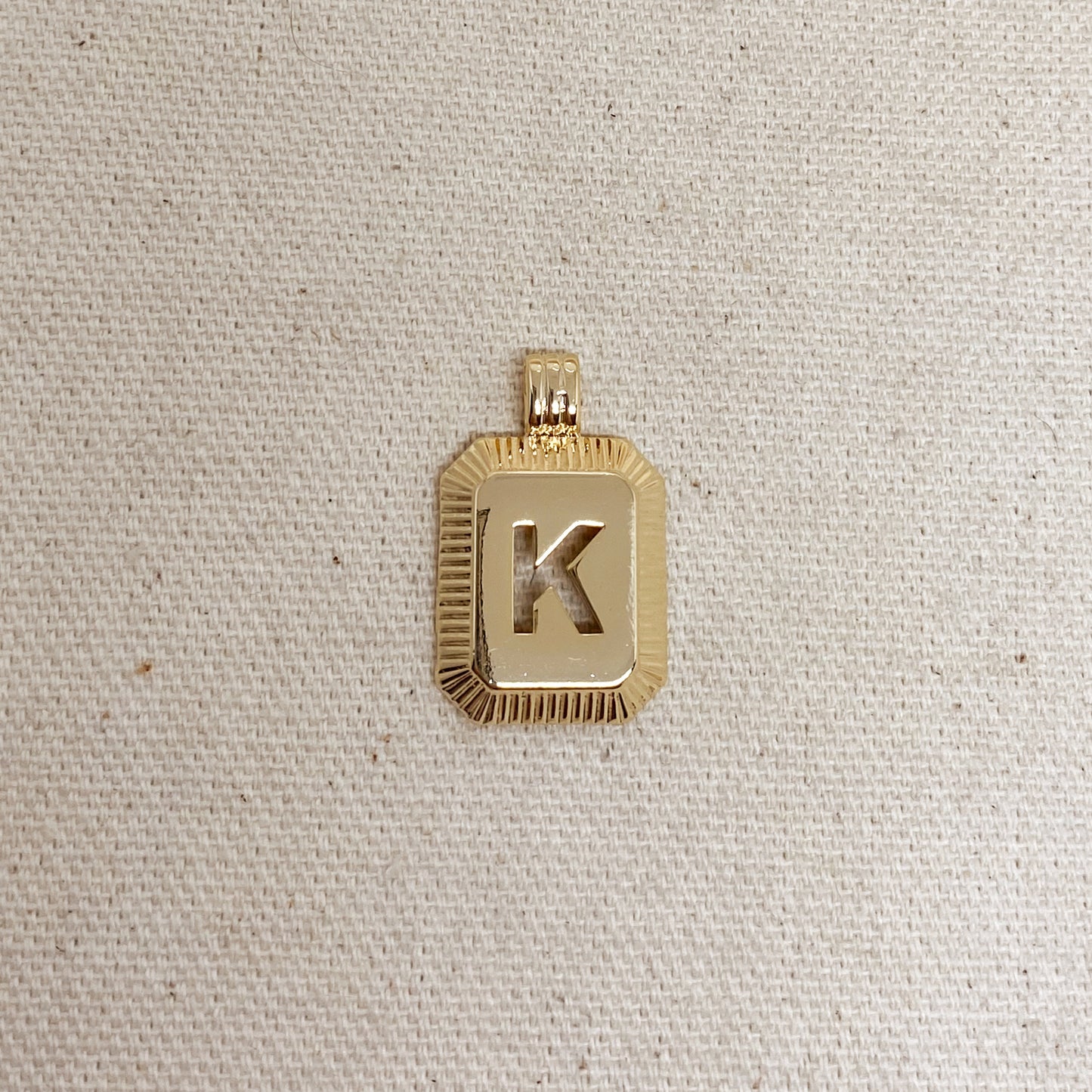 GoldFi 18k Gold Filled Initial Plate Pendant Letter K