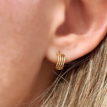 GoldFi 18k Gold Filled Tiny Waves Clicker Hoop Earrings