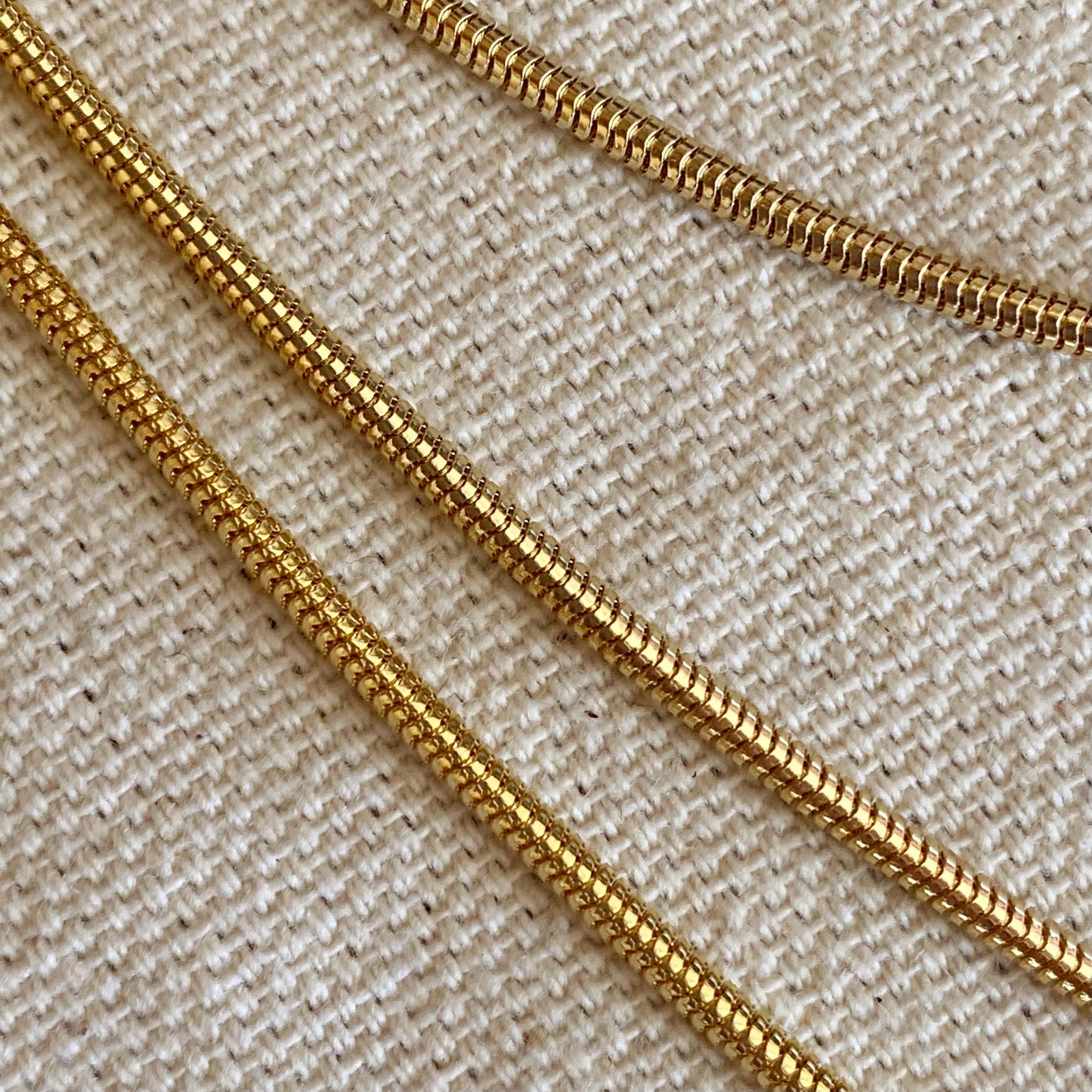 18K Gold Filled 1.9mm  Rounded Snake Chain 