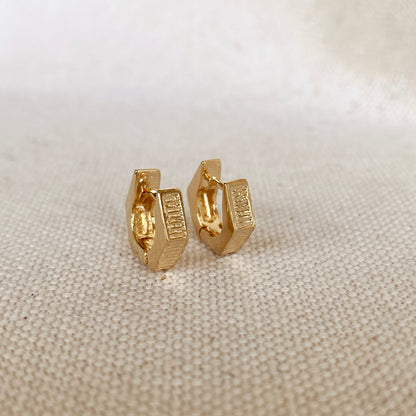 GoldFi 18k Gold Filled Textured Shaped Clicker Hoop Earrings