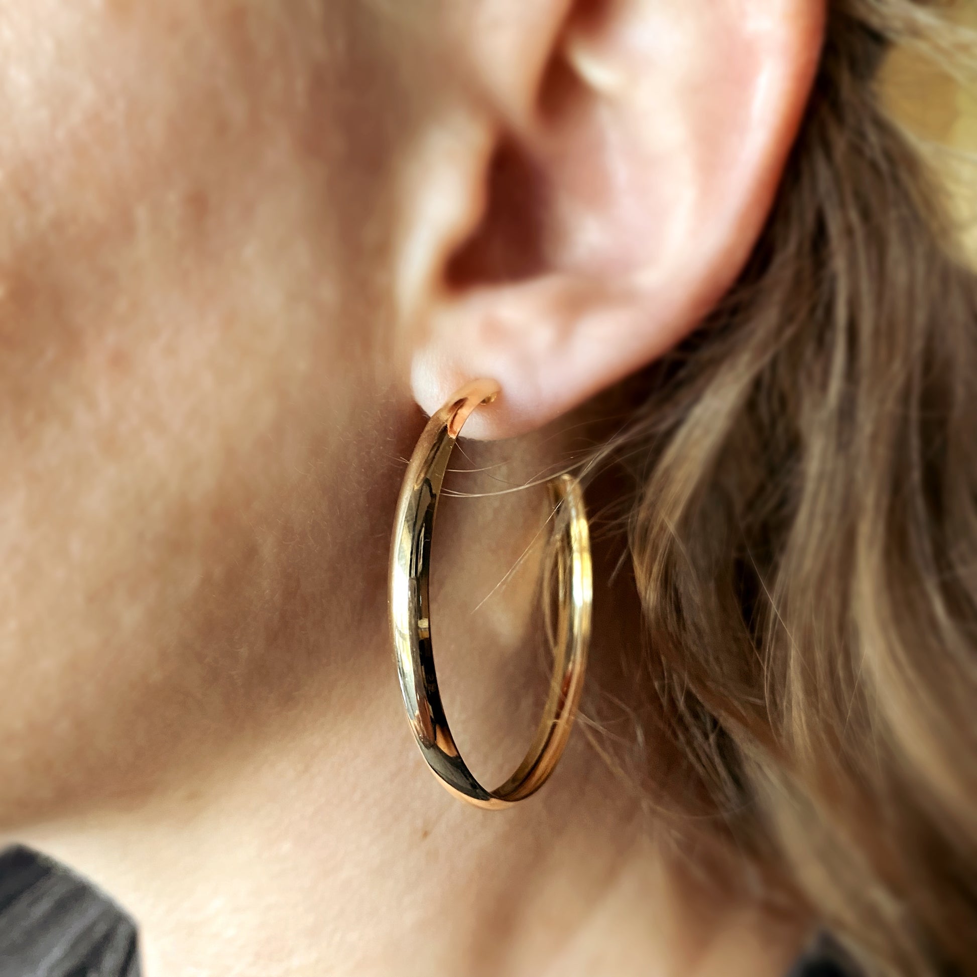 50mm Hoops On Person 18k Gold Filled 50mm Hollow C-Hoop