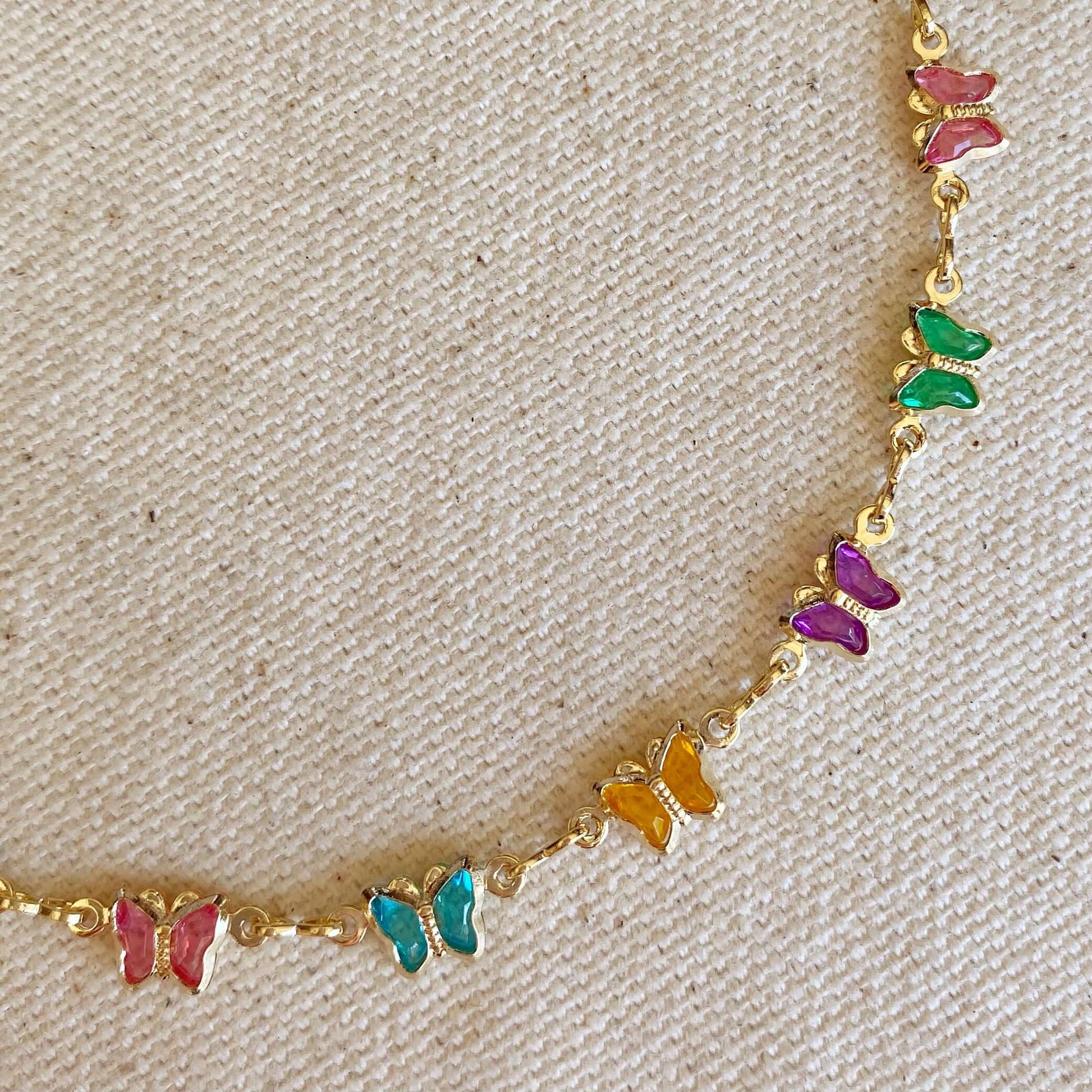 GoldFi 18k Gold Filled Colorful Butterflies Bracelet