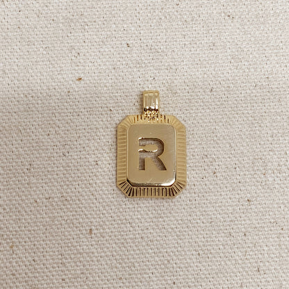 GoldFi 18k Gold Filled Initial Plate Pendant Letter R