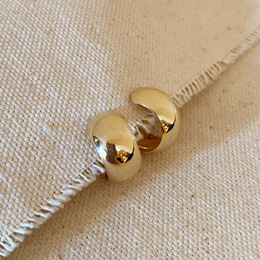 18k Gold Filled Rounded Fat Half Hoop Earrings