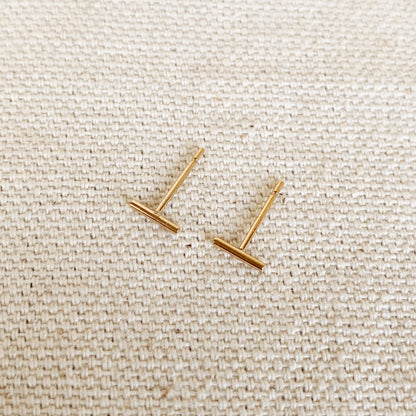 GoldFi 14k Gold Filled Petite Bar Stud Earrings