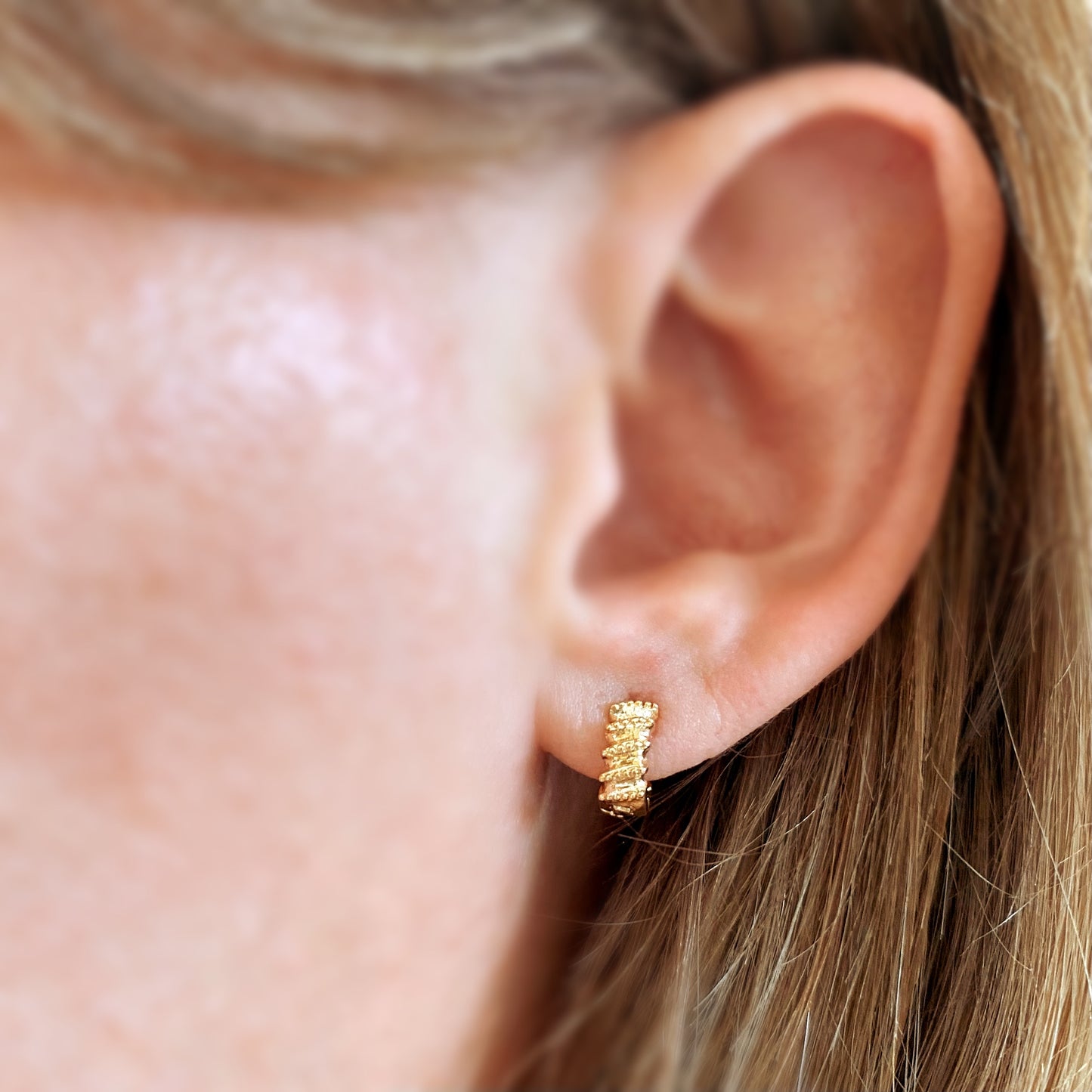 GoldFi 18k Gold Filled Rugged Petite Clicker Hoop Earrings