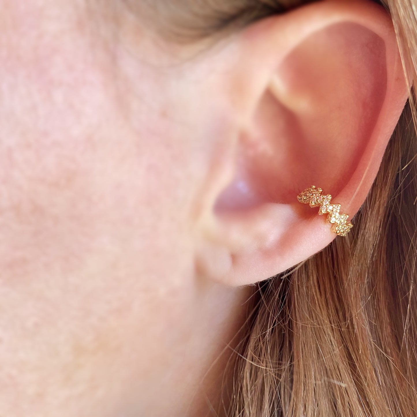 18k Gold Filled Zig Zag Ear Cuff With Cubic Zirconia Stones