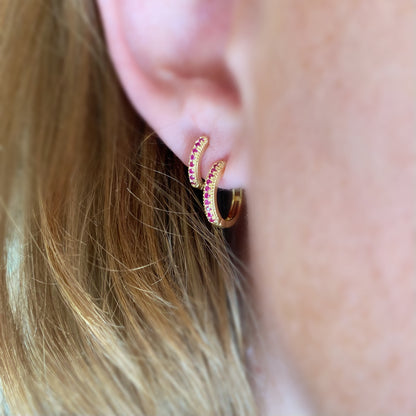 18k Gold Filled Fuchsia Hoop Trio