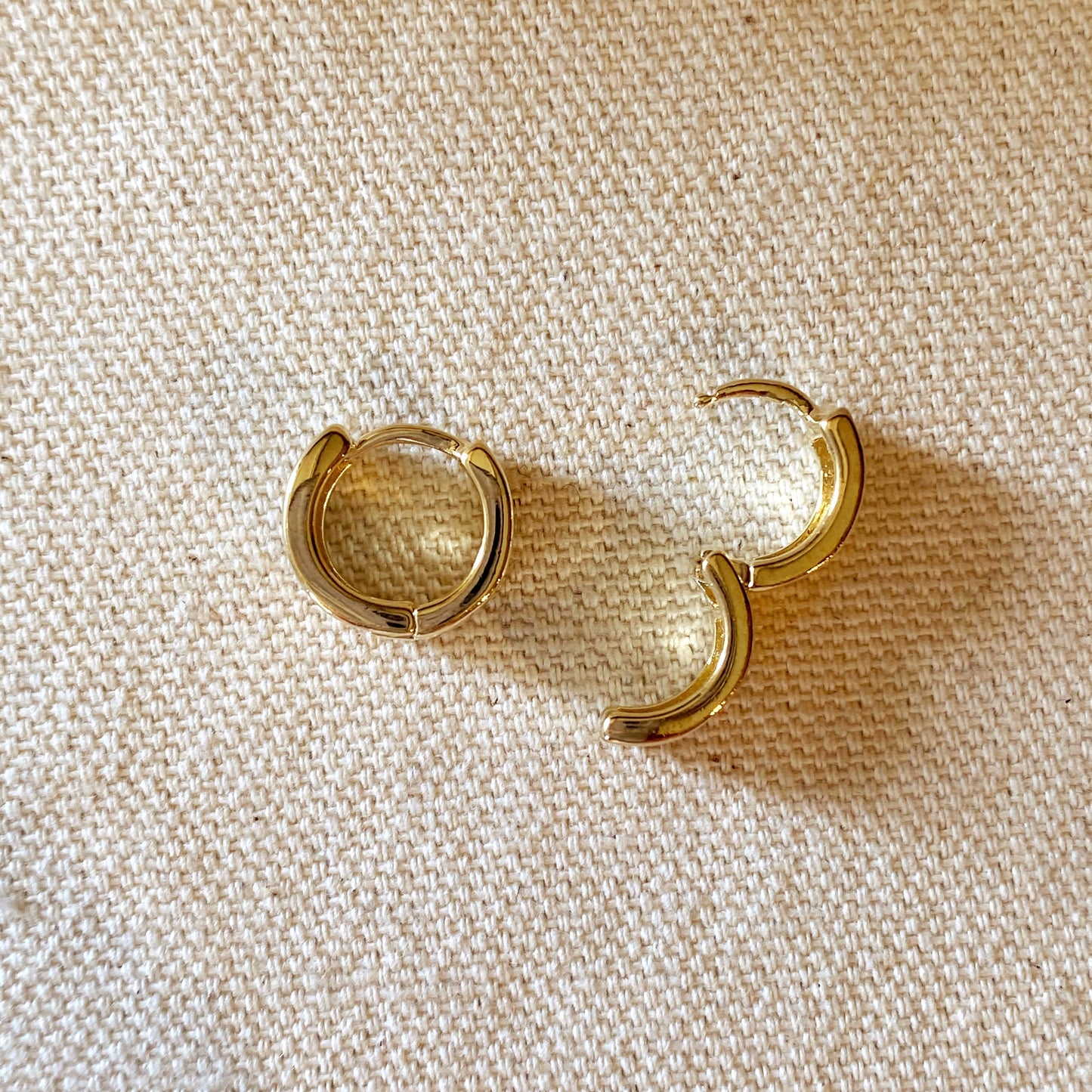 Gold Chunky Flat Clicker Hoop Earrings