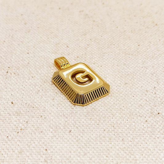 GoldFi 18k Gold Filled Initial Plate Pendant Letter G