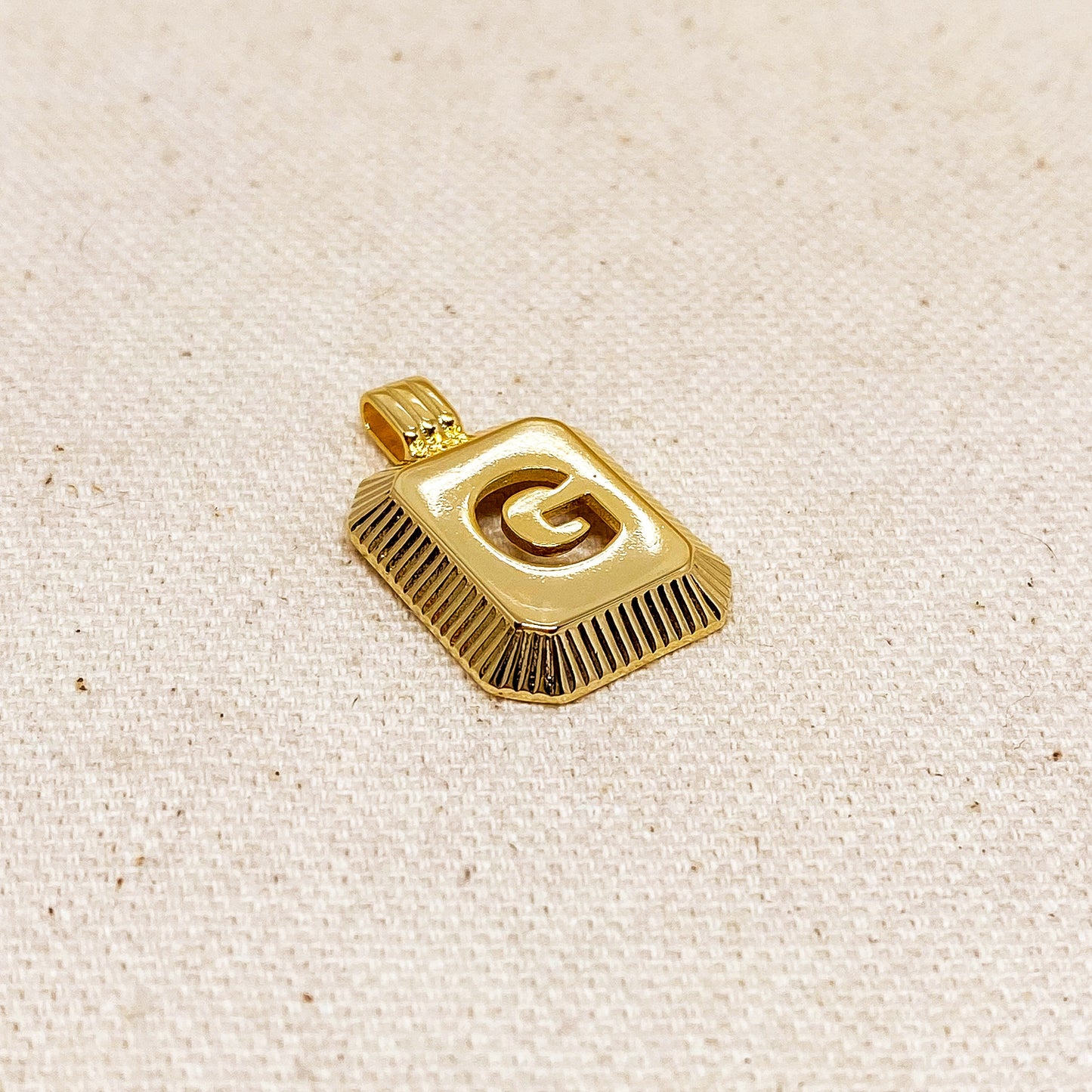 GoldFi 18k Gold Filled Initial Plate Pendant Letter G