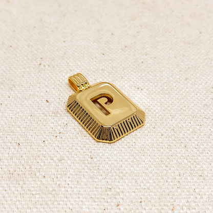 GoldFi 18k Gold Filled Initial Plate Pendant Letter P