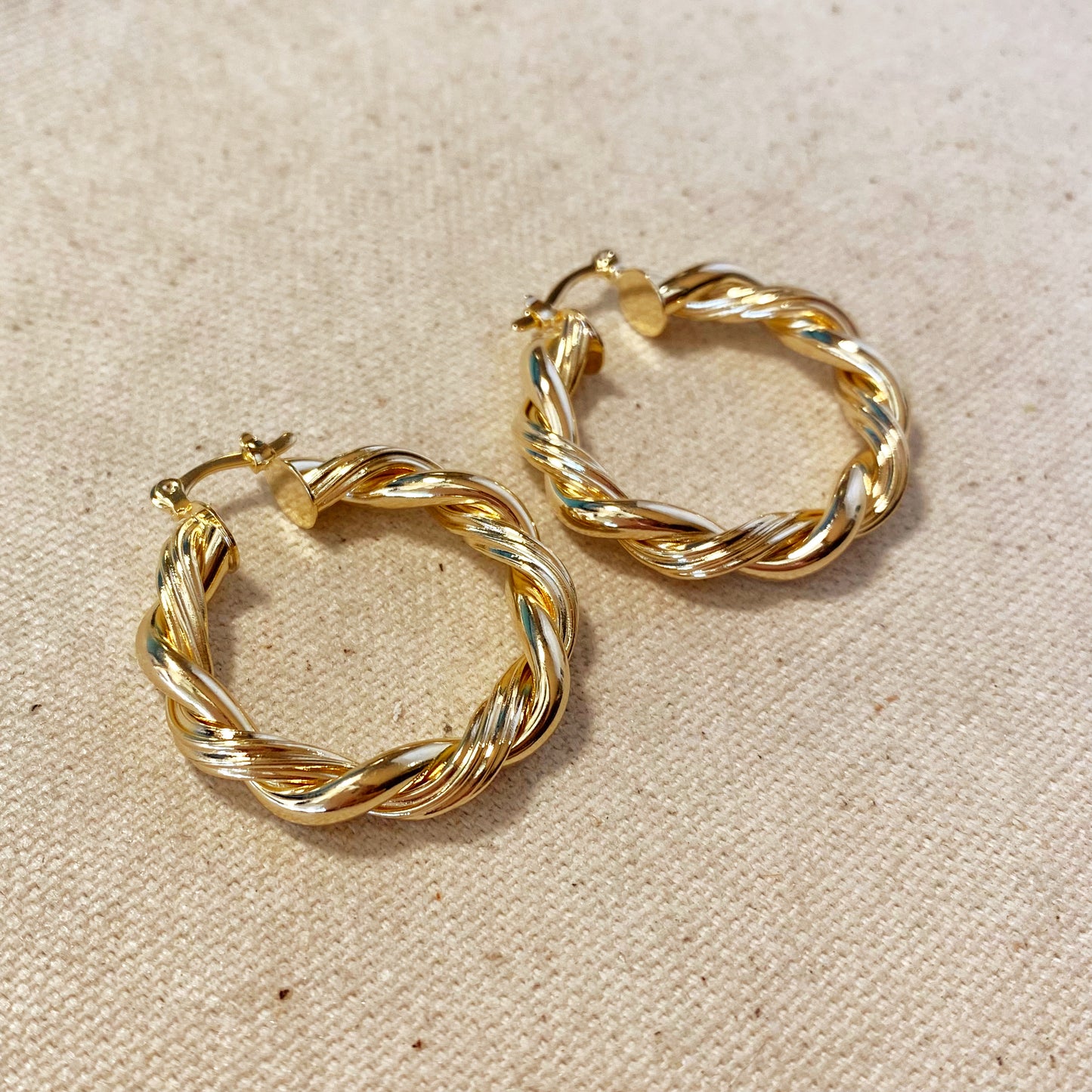18k Gold Filled 30mm Double Twisted Tube Hoop Earrings