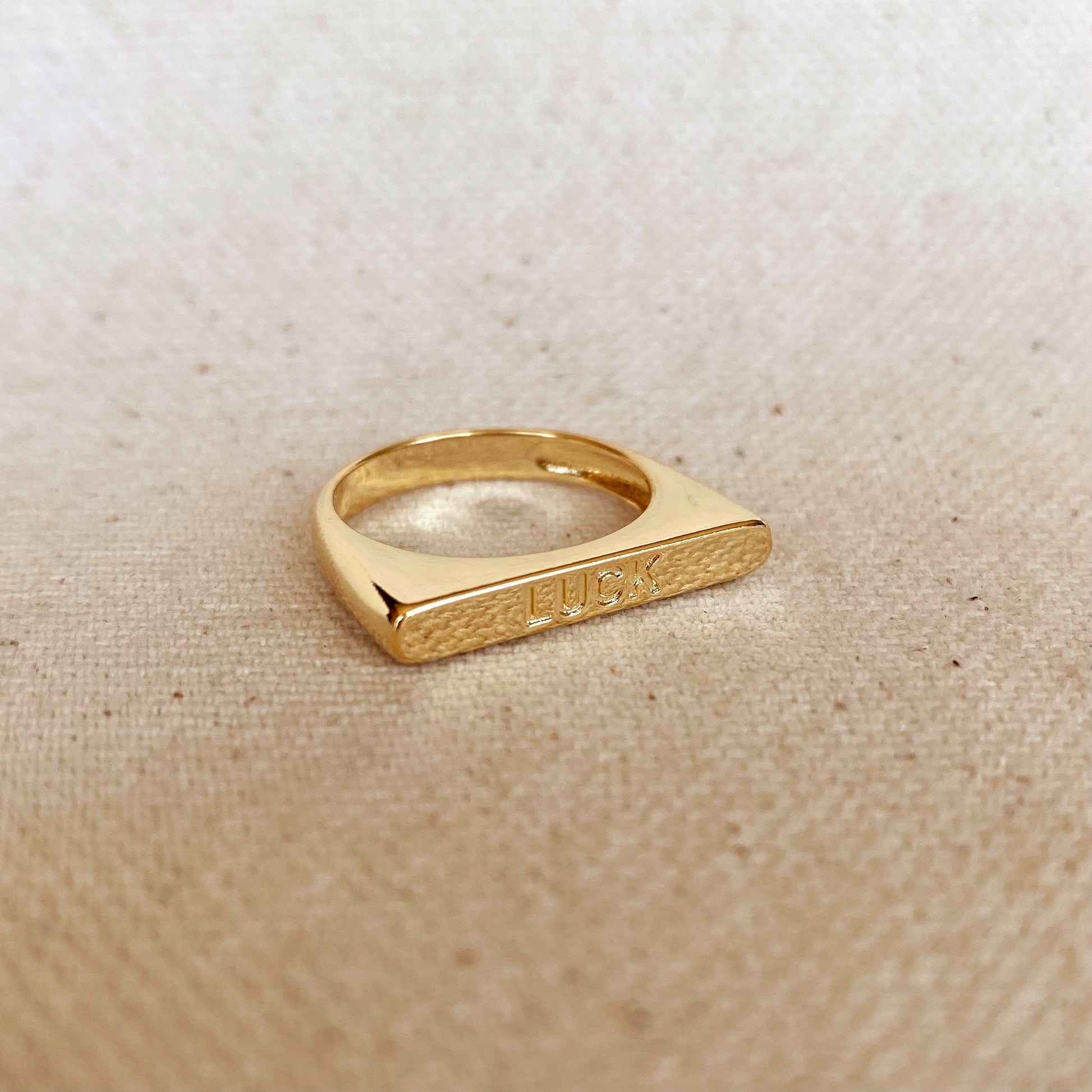 GoldFi 18k Gold Filled Luck Engraved Stackable Ring