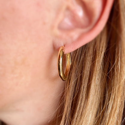 Gold Rounded Polished Clicker Hoop Earrings