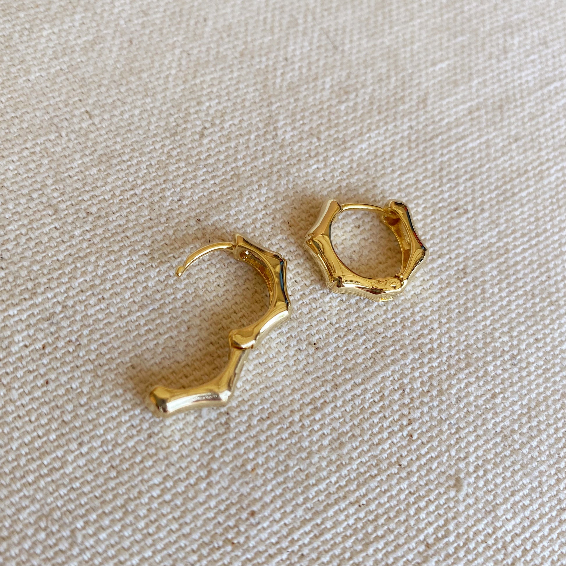 GoldFi 18k Gold Filled Bamboo Clicker Hoop Earrings