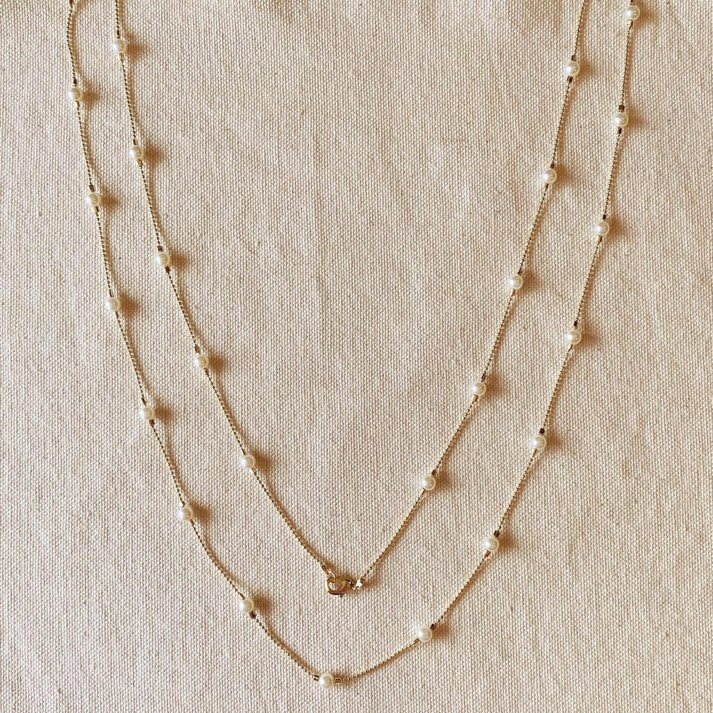 18k Gold Filled Long Wrap Around Pearl Necklace