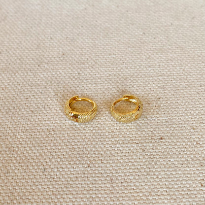 GoldFi 18k Gold Filled Tiny Textured Clicker Hoop Earrings