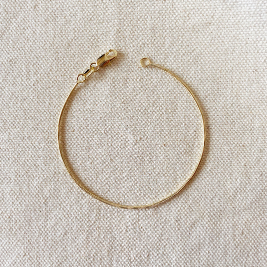18k Gold Filled 1.2 mm Round Snake Chain Bracelet