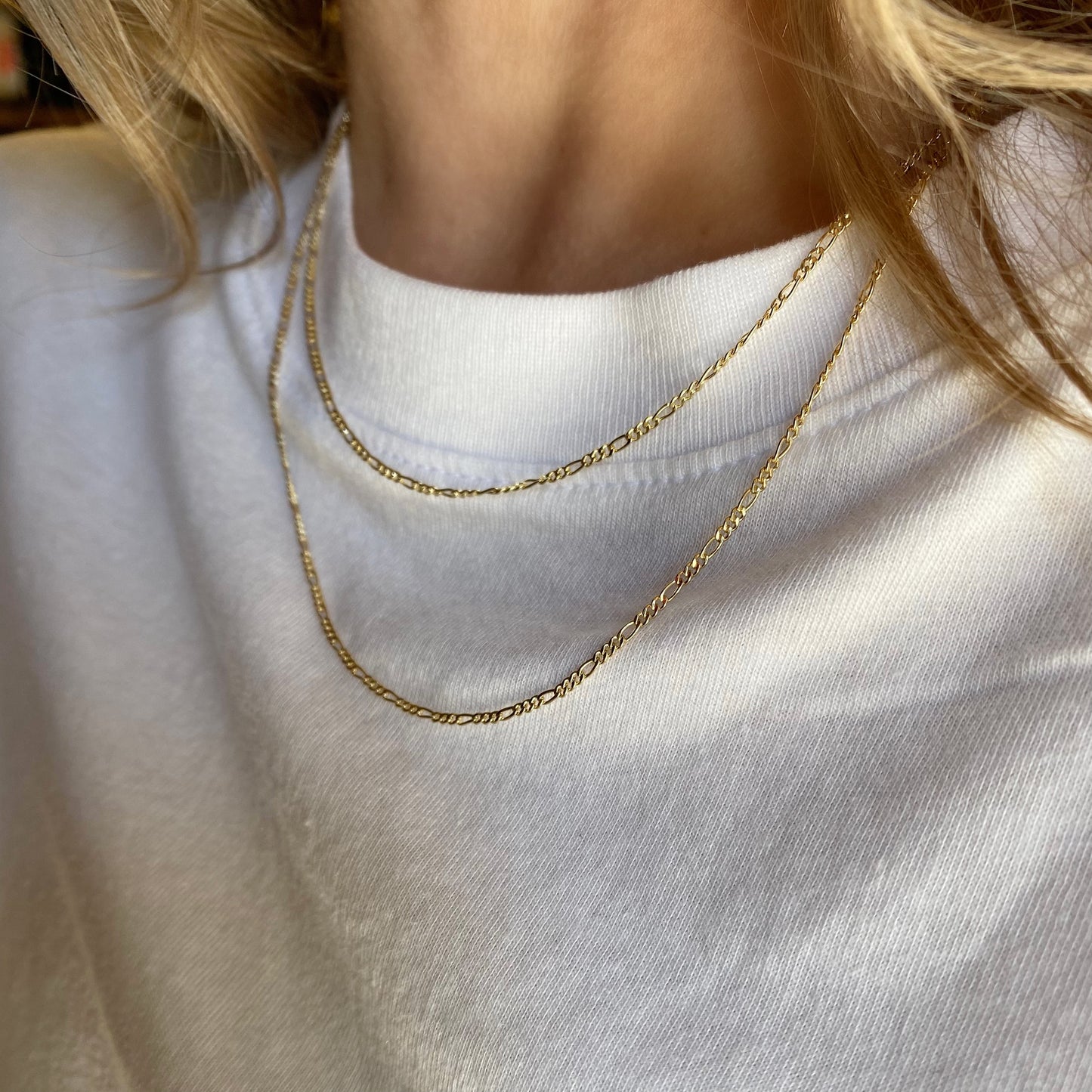 18k Gold Filled Thin Figaro Chain