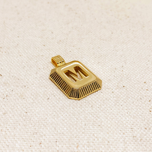 GoldFi 18k Gold Filled Initial Plate Pendant Letter M
