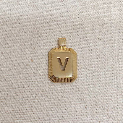 GoldFi 18k Gold Filled Initial Plate Pendant Letter V