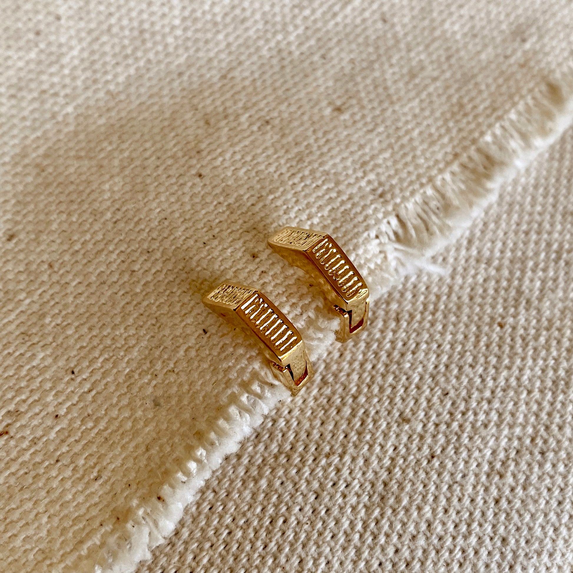 GoldFi 18k Gold Filled Textured Shaped Clicker Hoop Earrings