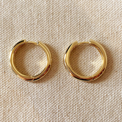 Gold Rounded Polished Clicker Hoop Earrings