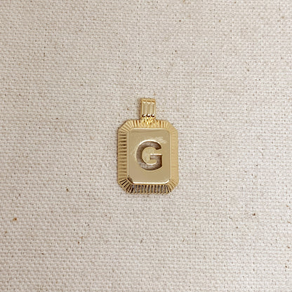 GoldFi 18k Gold Filled Initial Plate Pendant Letter G