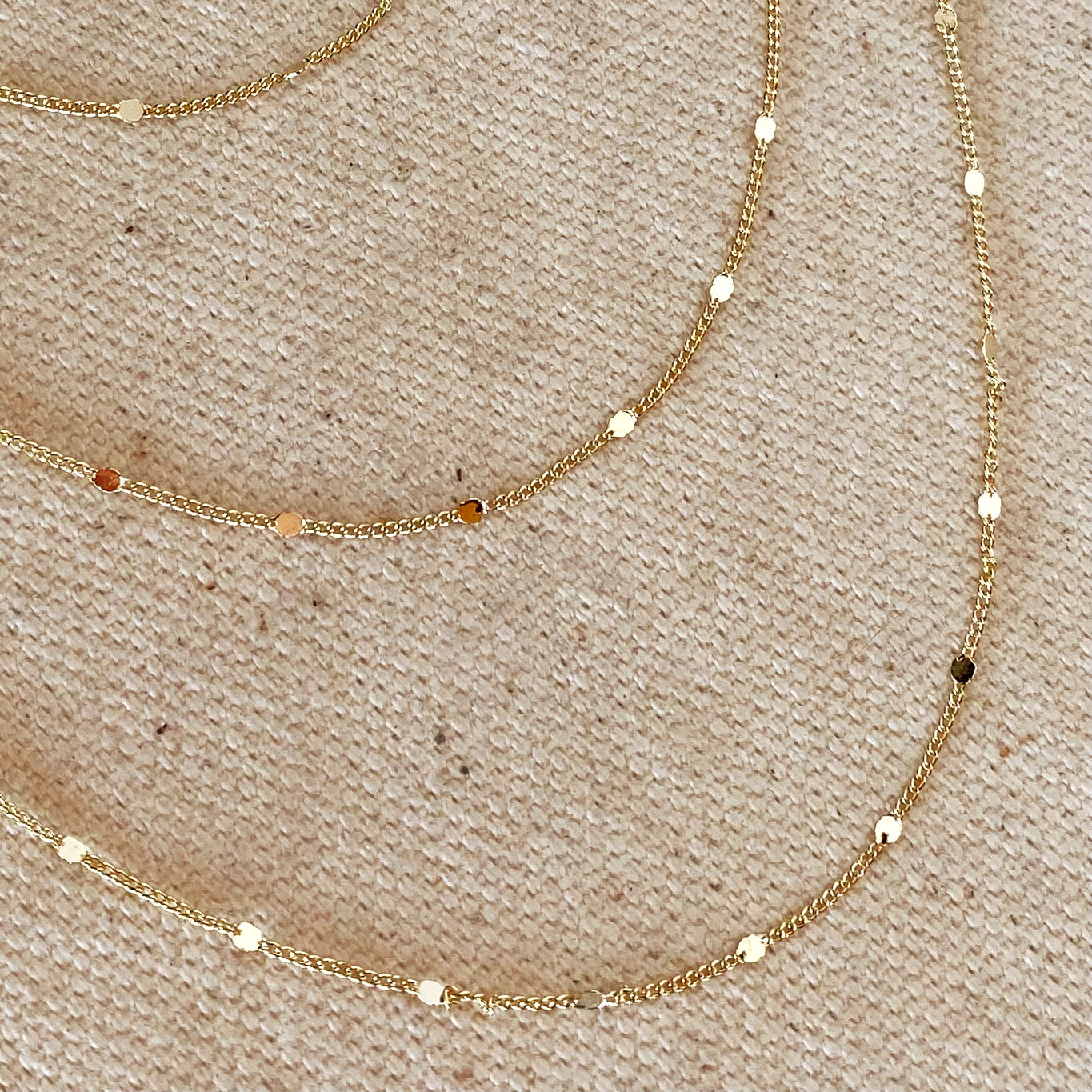 18k Gold Filled 1mm Curb Chain With Pressed Details