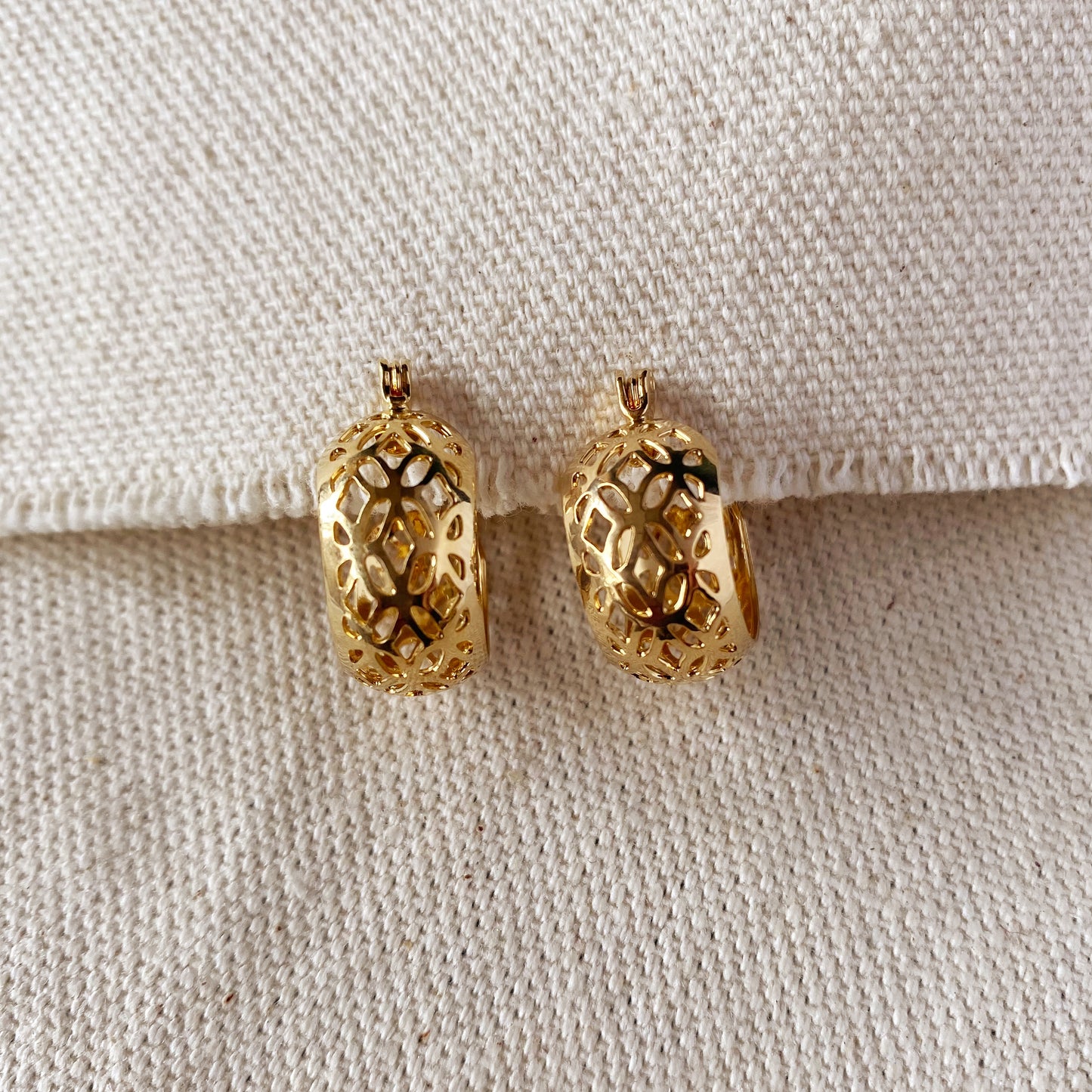 18k Gold Filled Vintage Detailed Hoop Earrings