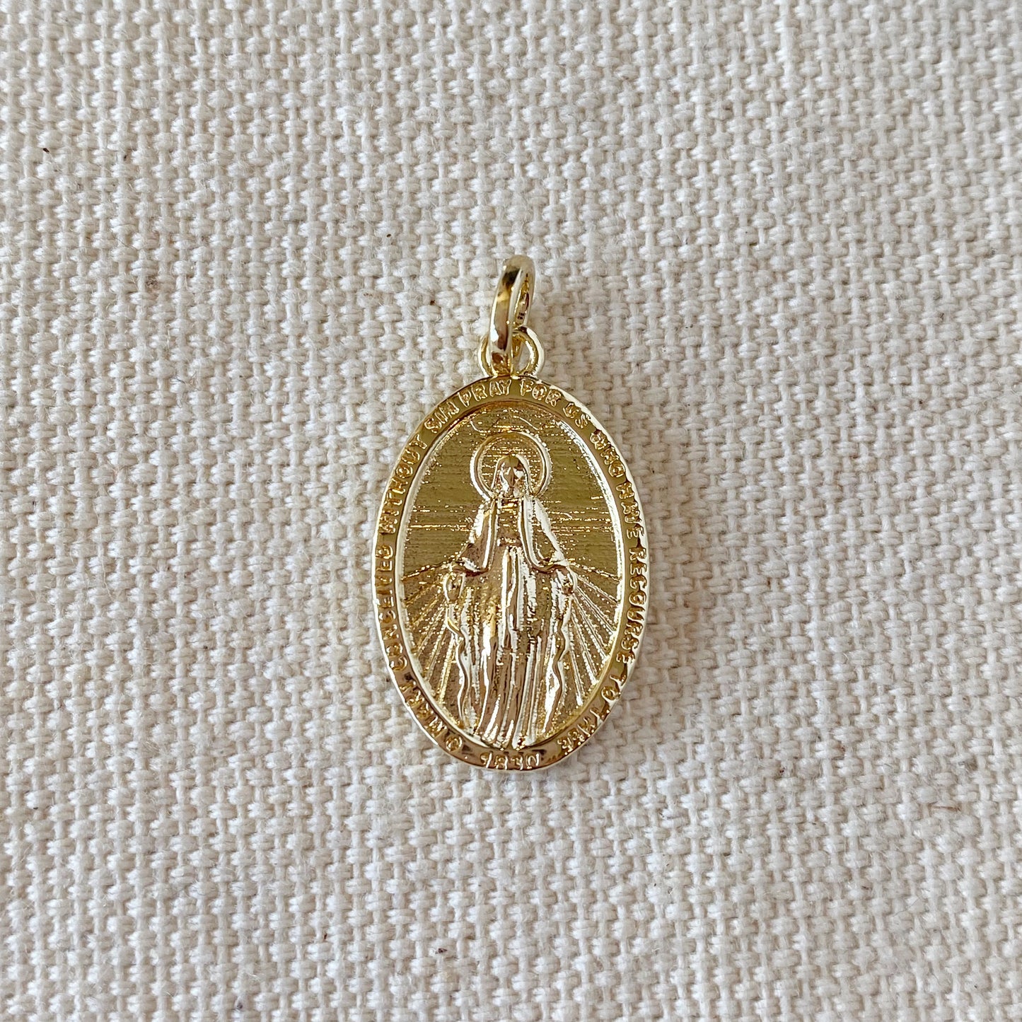 18k Gold Filled Double Sided Lady of Grace Medal Pendant