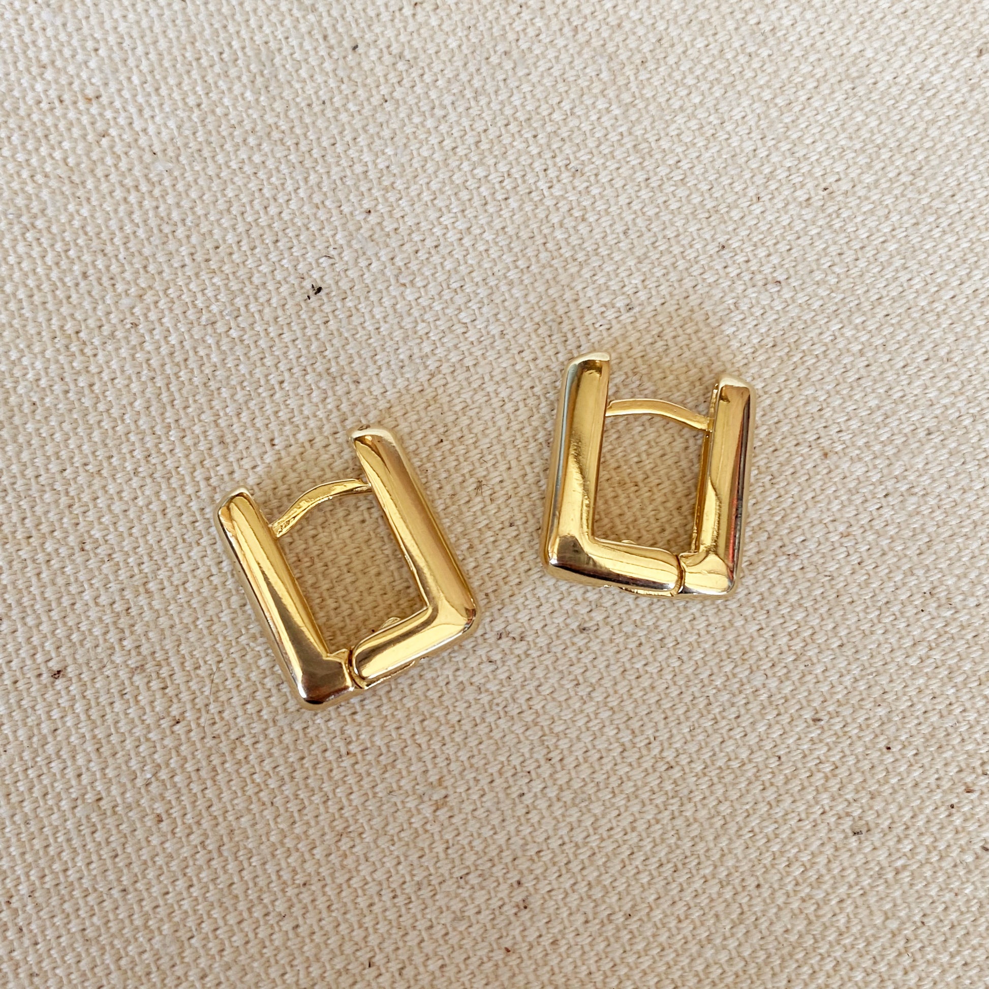 GoldFi 18k Gold Filled Rectangle Shaped Hoop Earrings