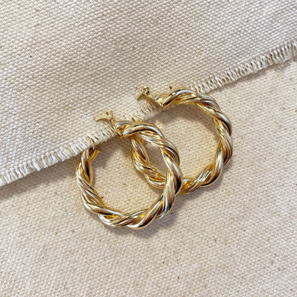 18k Gold Filled 30mm Double Twisted Tube Hoop Earrings