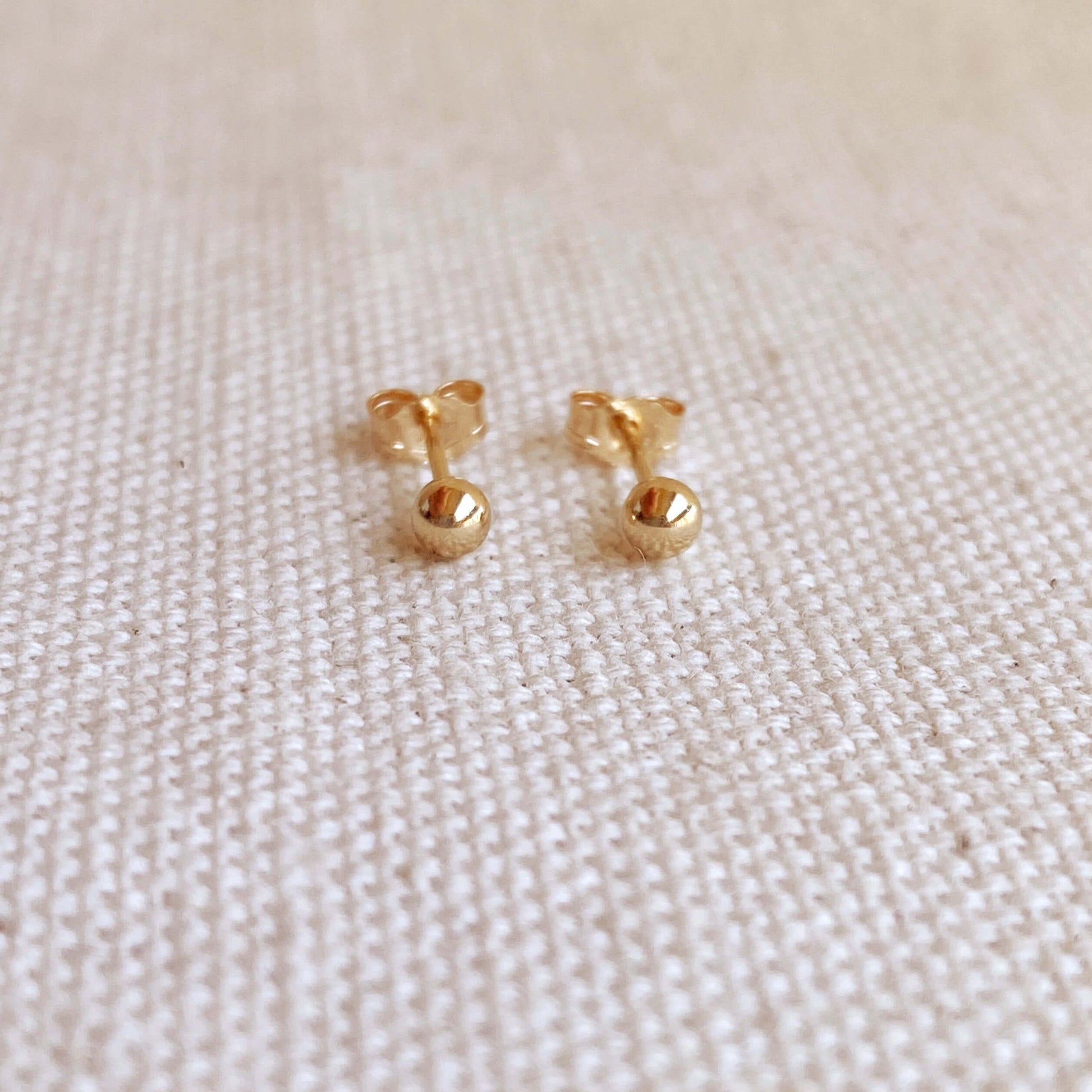 GoldFi 14k Solid Gold 3mm Ball Stud Piercing Earrings