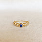 GoldFi 18k Gold Filled Beaded Blue Cubic Zirconia Bezel Ring