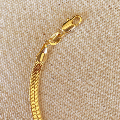 GoldFi 18k Gold Filled 4mm Herringbone Bracelet