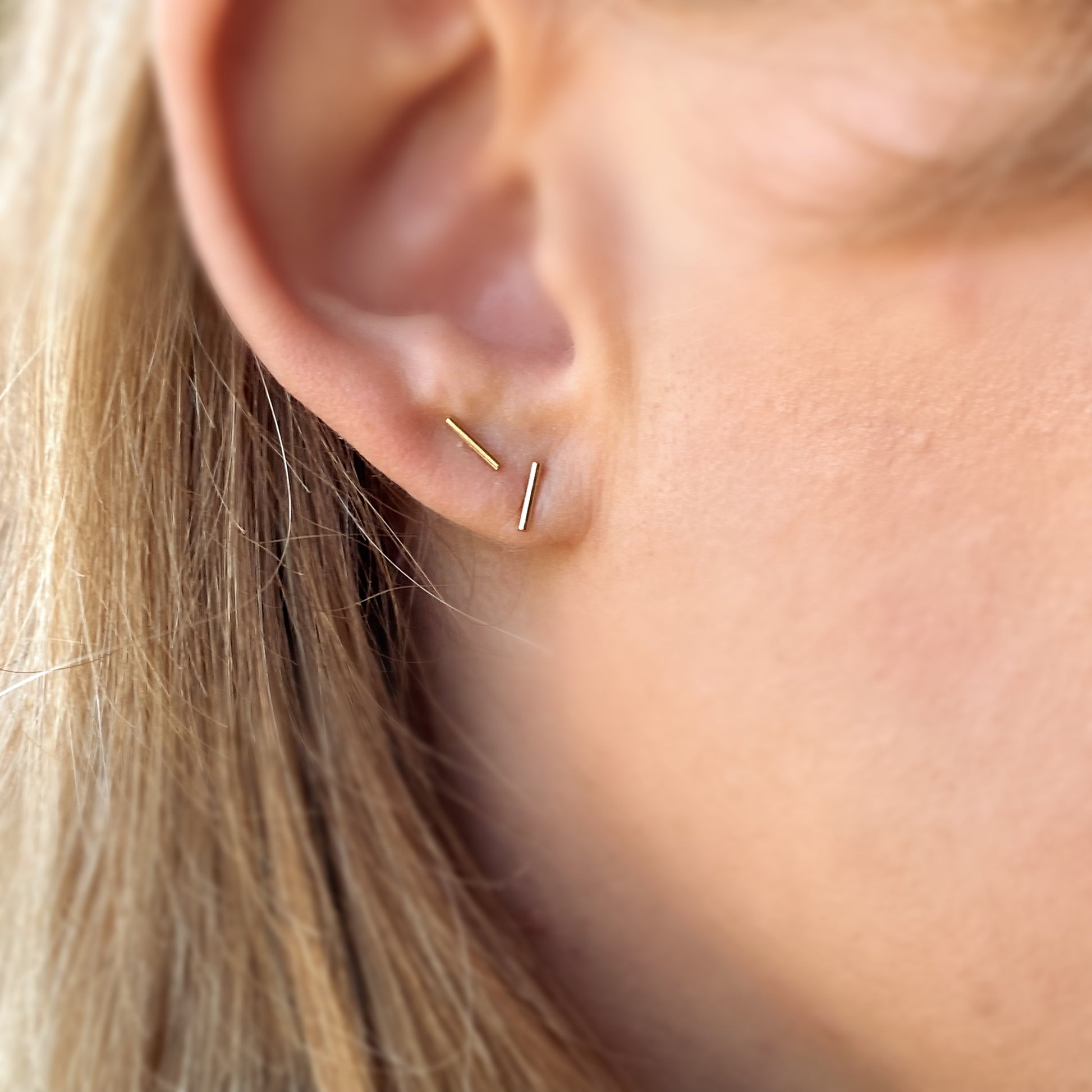 GoldFi 14k Gold Filled Petite Bar Stud Earrings